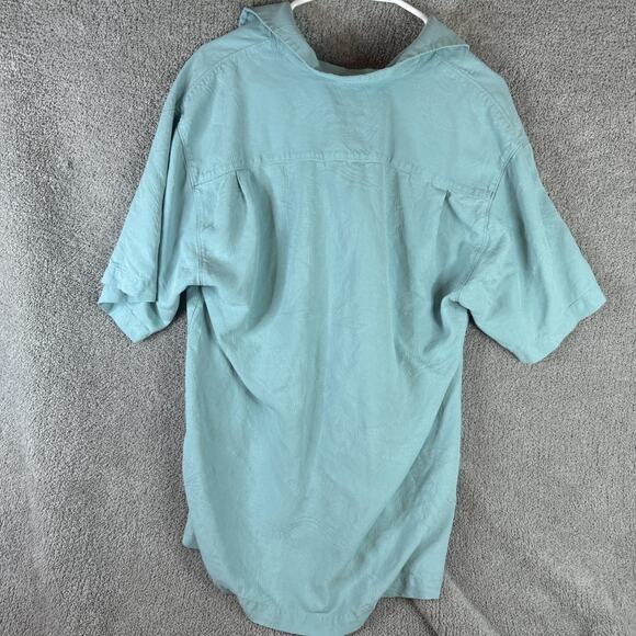 Tommy Bahama Shirt Mens Medium Seafoam Green Silk Jacquard Camp Button Front - Picture 13 of 14